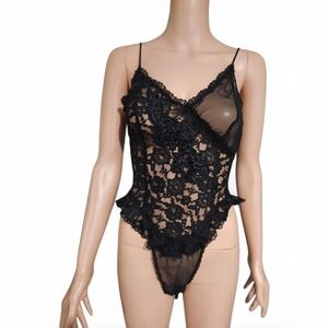 Vintage Gold Label Victoria’s Secret Lace Teddy Bodysuit – Black | Size S